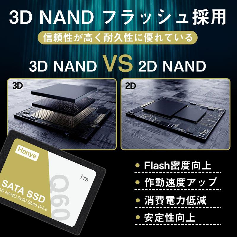 Hanye SSD 128GB 256GB 512GB 1TB 内蔵型 2.5インチ 7mm 3D NAND採用