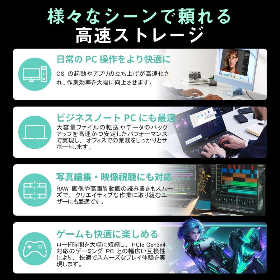 Hanye 特価セール 内蔵型 SSD 512GB PCIe Gen3x4 M.2 NVMe 2280