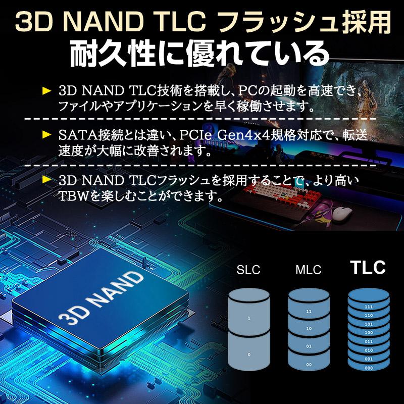 Hanye NVMe SSD 2TB ヒートシンク搭載 PCIe Gen 4x4 3D TLC PS5動作確認済み R:7450MB/s W