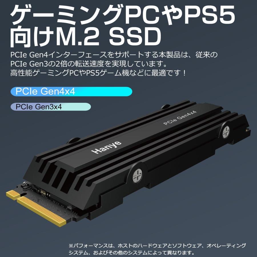 Hanye 内蔵SSD 4TB 新型PS5/PS5動作確認済み PCIe Gen4x4 M.2 NVMe