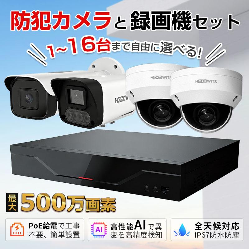 HOLOWITS 防犯カメラ・録画機セット 最大16台接続 AI人体検知 400万