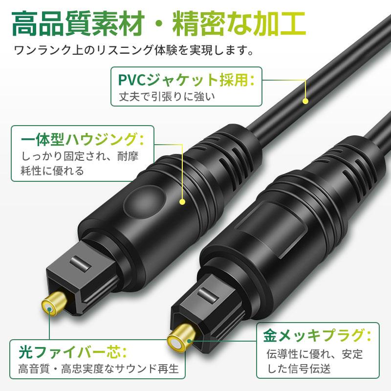 高音質 TOSLINK 光デジタルオーディオケーブル S/PDIF対応 Dolby 5.1