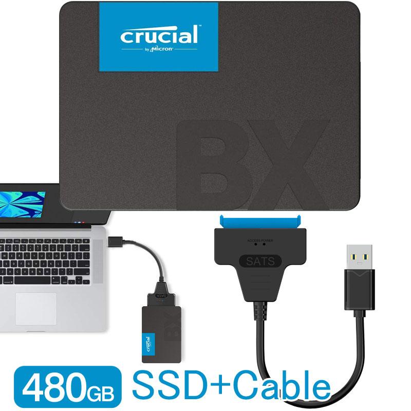 Crucial ランキングTOP5 クルーシャル 保障 SSD 480GB BX500 SATA3 7mm 翌日配達 CT480BX500SSD1 内蔵2.5インチ SATA-USB3.0変換ケーブル付 +