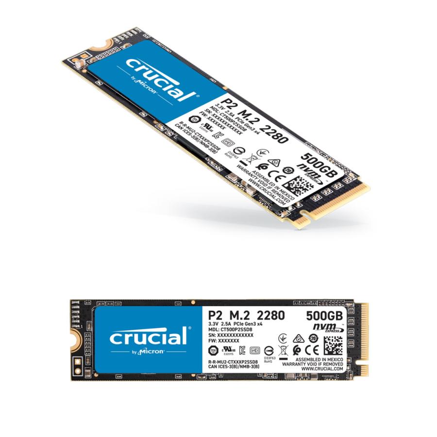 crucial（クルーシャル） 500GB NVMe PCIe M.2 SSD P2シリーズ