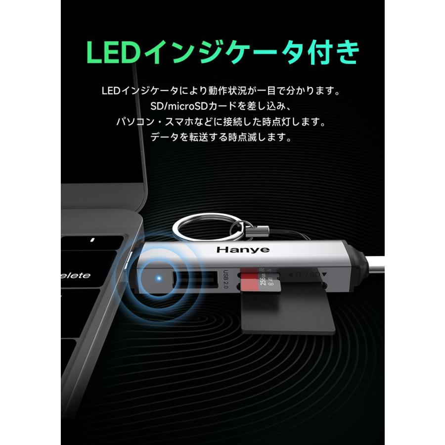 Hanye SDカードリーダー USB 3.2 Gen 1 UHS-I Type-C OTG対応 5Gbps 170MB/s 3-in-1 SDXC microSDXCカードリーダー USBポート 翌日配達 1年保証 | Hanye | 14