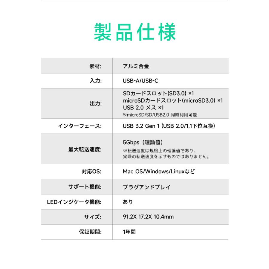 Hanye SDカードリーダー USB 3.2 Gen 1 UHS-I Type-C OTG対応 5Gbps 170MB/s 3-in-1 SDXC microSDXCカードリーダー USBポート 翌日配達 1年保証 | Hanye | 17