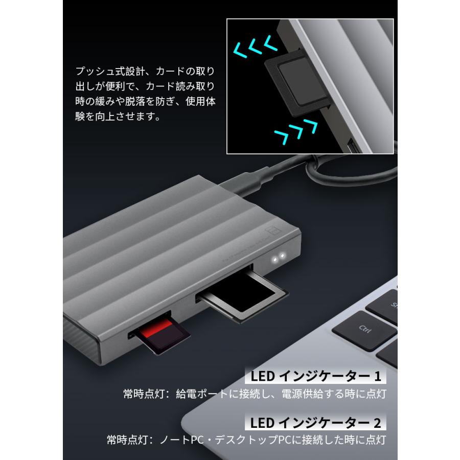 Hanye 4in1 カードリーダー USB 3.2 Gen2 SD/TF(Micro SD)/ CFA/CFBカードリーダ 高速転送 同時読み書き アルミ合金 高耐久 1年保証 翌日配達 | Hanye | 10