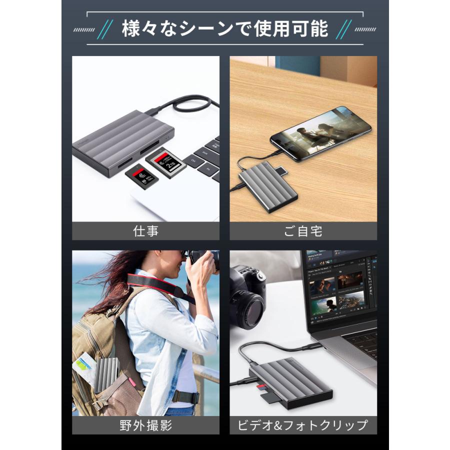 Hanye 4in1 カードリーダー USB 3.2 Gen2 SD/TF(Micro SD)/ CFA/CFBカードリーダ 高速転送 同時読み書き アルミ合金 高耐久 1年保証 翌日配達 | Hanye | 11