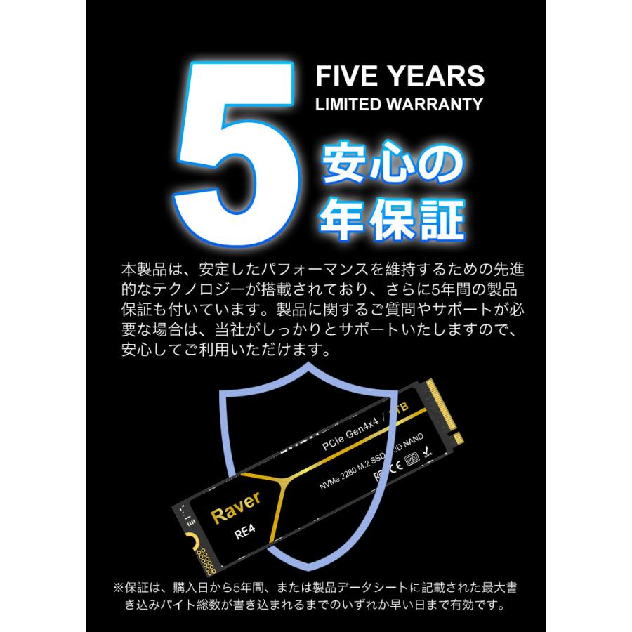 Raver Raver 1TB 3D NAND TLC NVMe SSD PCIe Gen 4x4 放熱シート付 R