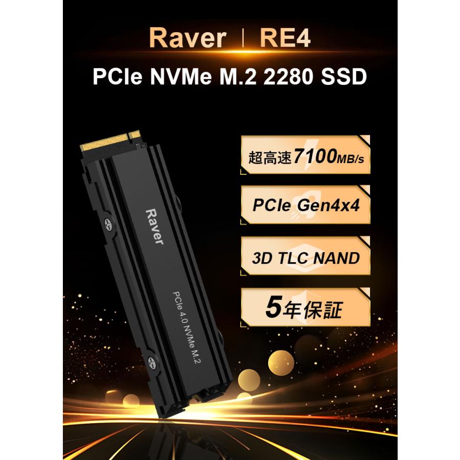 Raver Raver 512GB 1TB 2TB 4TB NVMe SSD 3D NAND TLC 放熱シート付き
