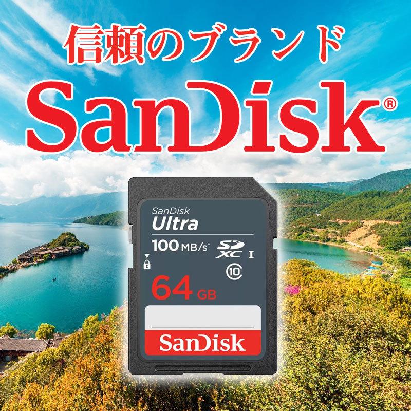 SDXCカード Ultra 64GB UHS-I U1 R:100MB/s Class10 SanDisk サンディスク SDカードSDSDUNR-064G-GN3IN海外向けパッケージSA1209UNR｜jnh｜02