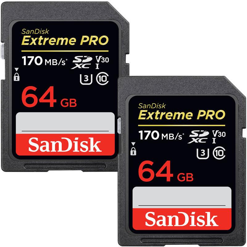 SanDisk Extreme Pro UHS-I U3 SDXC [正規販売店] 64GB 2個セット V30 s class10超高速170MB Ultra HD対応海外向けパッケージ品SA1409XXY-2P 超美品再入荷品質至上 翌日配達 4K