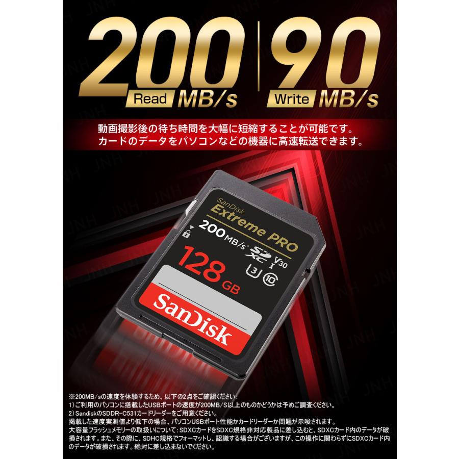 SanDisk Extreme PRO SDXCカード 128GB UHS-I U3 V30 R:200MB/s SanDisk Extreme PRO SDXCカード 128GB UHS-I U3 V30 R:200MB/s