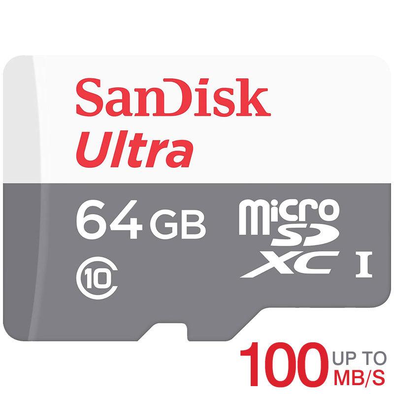 マイクロsdカード microSDXC 64GB 100MB/s SanDisk サンディスク UHS-I U1 Class10 SDSQUNR-064G-GN3MN海外パッケージ SA3209QUNR-NA｜jnh