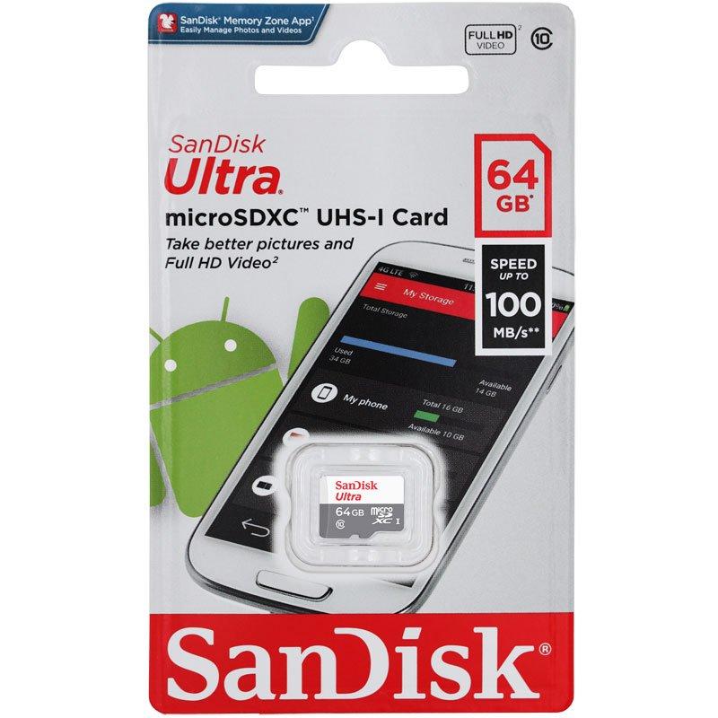 マイクロsdカード microSDXC 64GB 100MB/s SanDisk サンディスク UHS-I U1 Class10 SDSQUNR-064G-GN3MN海外パッケージ SA3209QUNR-NA｜jnh｜02