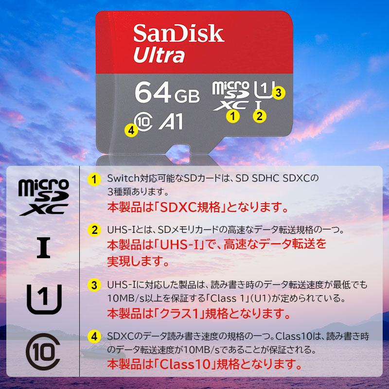 マイクロsdカード microSDXC 64GB SanDisk Ultra R:140MB/s A1 UHS-I U1 SDSQUAB-064G-GN6MN海外パッケージ Nintendo Switch対応SA3309QUAB-64G 翌日配達｜jnh｜09