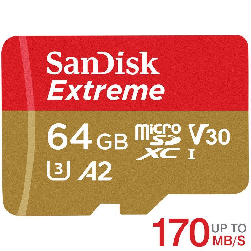 マイクロsdカード microSDXCカード 64GB SanDisk V30 A2 R:170MB/s W