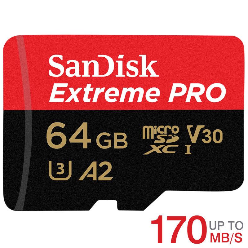 マイクロsdカード microSDXC 64GB SanDisk UHS-I U3 V30 R:170MB/s W:90MB/s A2対応 SDSQXCY-064G-GN6MA海外パッケージSA3409QXCY Nintendo Switch対応｜jnh