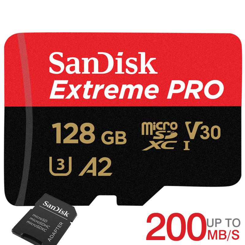 マイクロsdカード microSDXC 128GB SanDisk V30 A2 R:200MB/s W:90MB/s U3 SD変換アダプター付SDSQXCD-128G-GN6MA海外パッケージ Nintendo Switch対応 翌日配達｜jnh