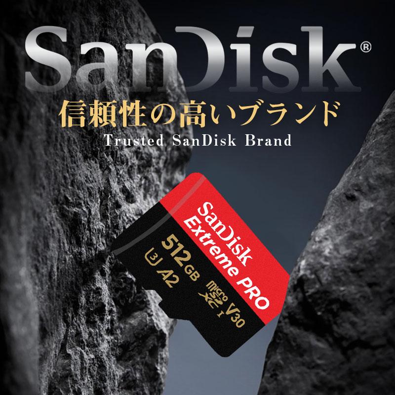 マイクロsdカード microSDXCカード 512GB SanDisk V30 A2 R:200MB/s W:140MB/s U3 SDSQXCD-512G-GN6MA海外パッケージSA3412QXCD-512G 翌日配達対応 送料無料｜jnh｜02