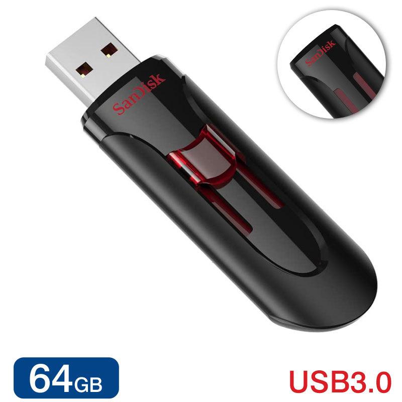 USBメモリ 64GB SanDisk サンディスク Cruzer Glide USB3.0対応 SDCZ600-064G-G35海外パッケージ 翌日配達対応 衝撃セール 送料無料｜jnh