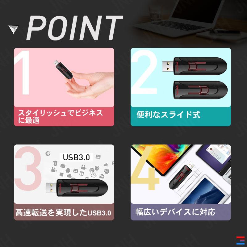 USBメモリ 128GB SanDisk サンディスク Cruzer Glide USB3.0対応 SDCZ600-128G-G35超高速 並行輸入品 翌日配達対応 送料無料 | SanDisk | 02