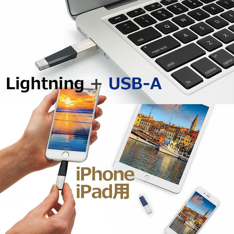 iXpand USBメモリ128GB SanDisk Mini iPhone iPad/PC用