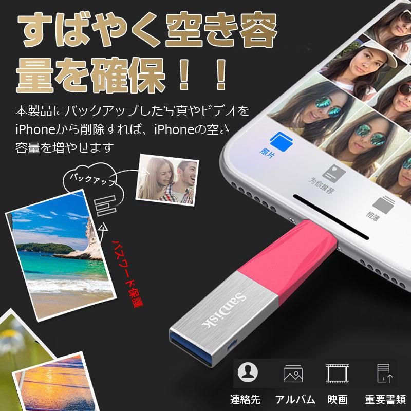 iXpand USBメモリ128GB SanDisk Mini iPhone iPad/PC用 Lightning+USB