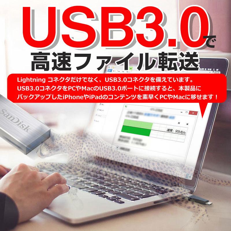 iXpand USBメモリ128GB SanDisk Mini iPhone iPad/PC用 Lightning+USB