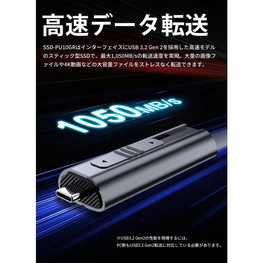 JNH ポータブル SSD 外付け 512GB 1050MB/s USB3.2 Gen2 10Gbps Type-A