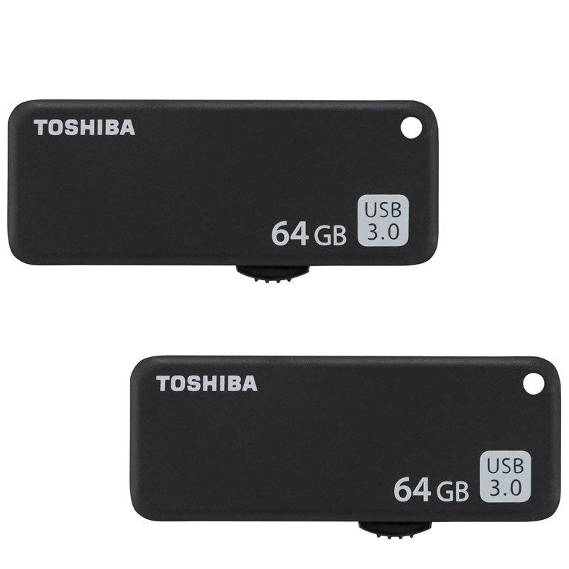 2個セットお買得 USBメモリ64GB 東芝 TOSHIBA USB3.0 TransMemory R:150MB/s スライド式 ブラック 海外パッケージ品 翌日配達送料無料｜jnh