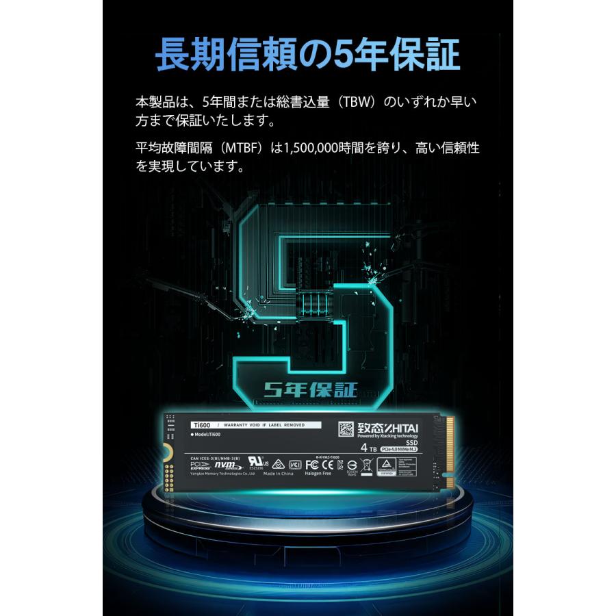 ZHITAI YMTC 4TB 内蔵SSD M.2 2280 R:7000MB/s W:6000MB/s PCIe