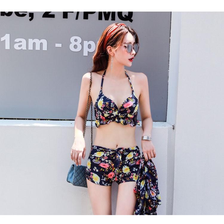 在庫一掃 水着 レディース 3点セット 花柄 ビキニ ワンピース 体型