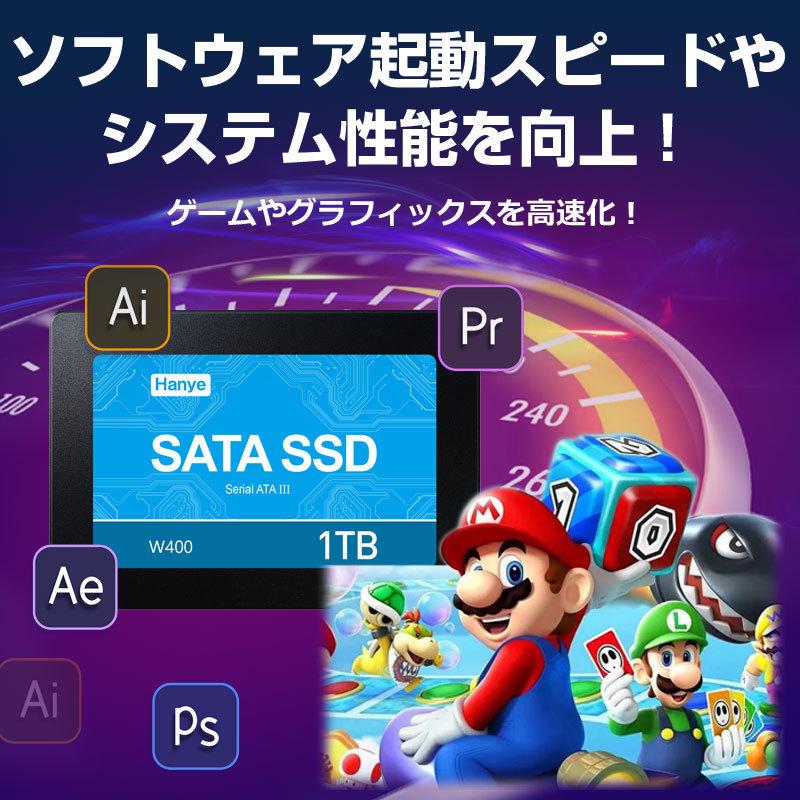 ポイント2倍 【2個セット】Hanye製 SSD 1TB 内蔵 2.5インチ SATAIII 6Gb/s R:520MB/s アルミ製筐体 3D TLC 国内3年保証 翌日配達・ネコポス送料無料の画像