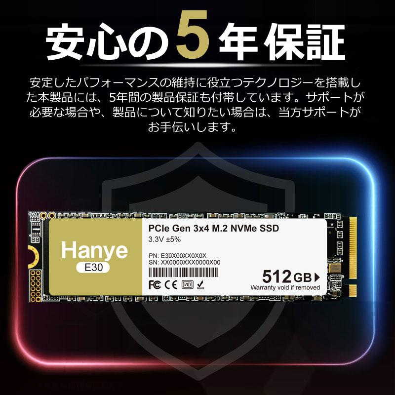 Hanye M.2 2280 SSD 512GB PCIe NVMe 3D NAND TLC R:3500 MB/s W:2700 MB/s E30-512GTN1 正規代理店品 国内5年保証 翌日配達・ネコポス送料無料｜jnhshop｜12