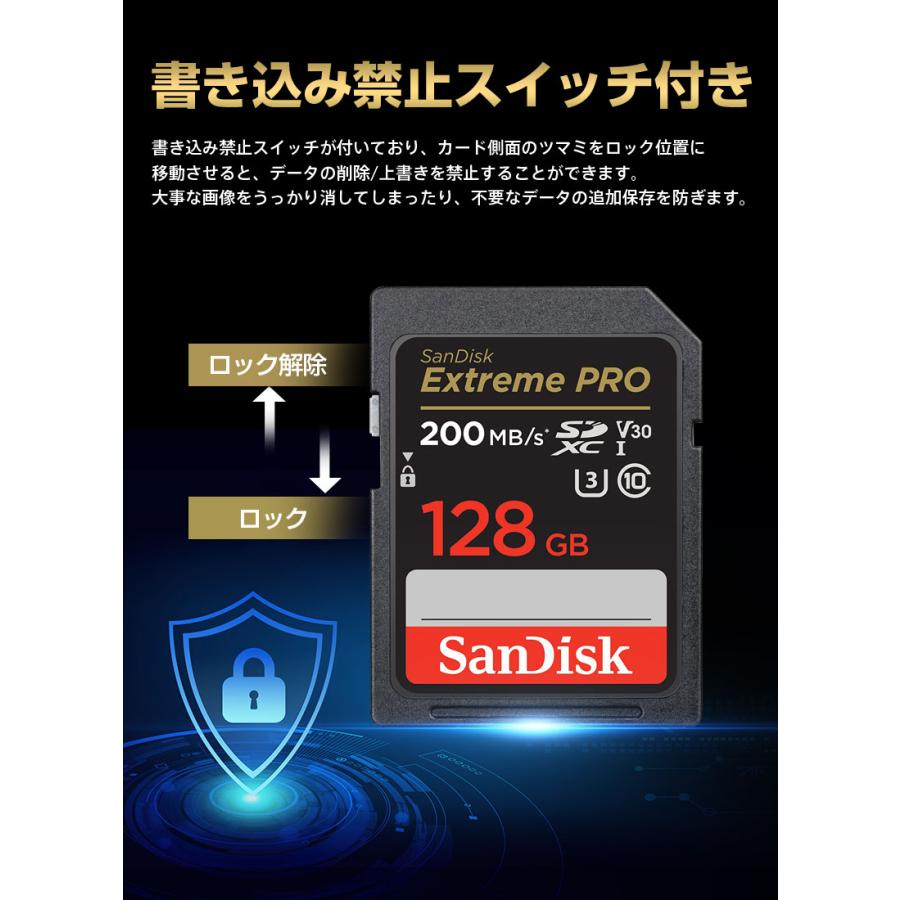 SanDisk SDXCカード 128GB Extreme PRO UHS-I U3 V30 4K R:200MB