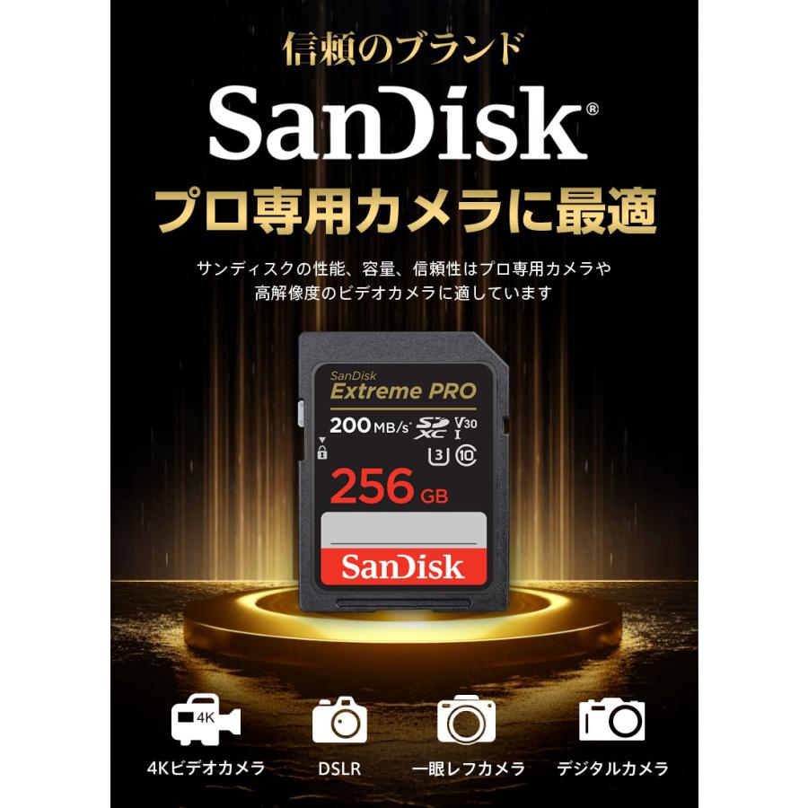 SDXCカード 256GB SanDisk Extreme PRO UHS-I U3 V30 4K R:200MB/s W:140MB/s SDSDXXD-256G-GN4IN 海外パッケージ 翌日配達・ネコポス送料無料｜jnhshop｜02