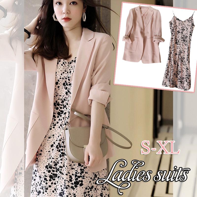 セットアップ レディース 秋ワンピース ジャケット ブレザー 春 夏 キャミ 花柄 発表会 Ol おしゃれ オフィス カジュアル 通勤 2点セット フォーマル 音楽会 人気ブランドの新作