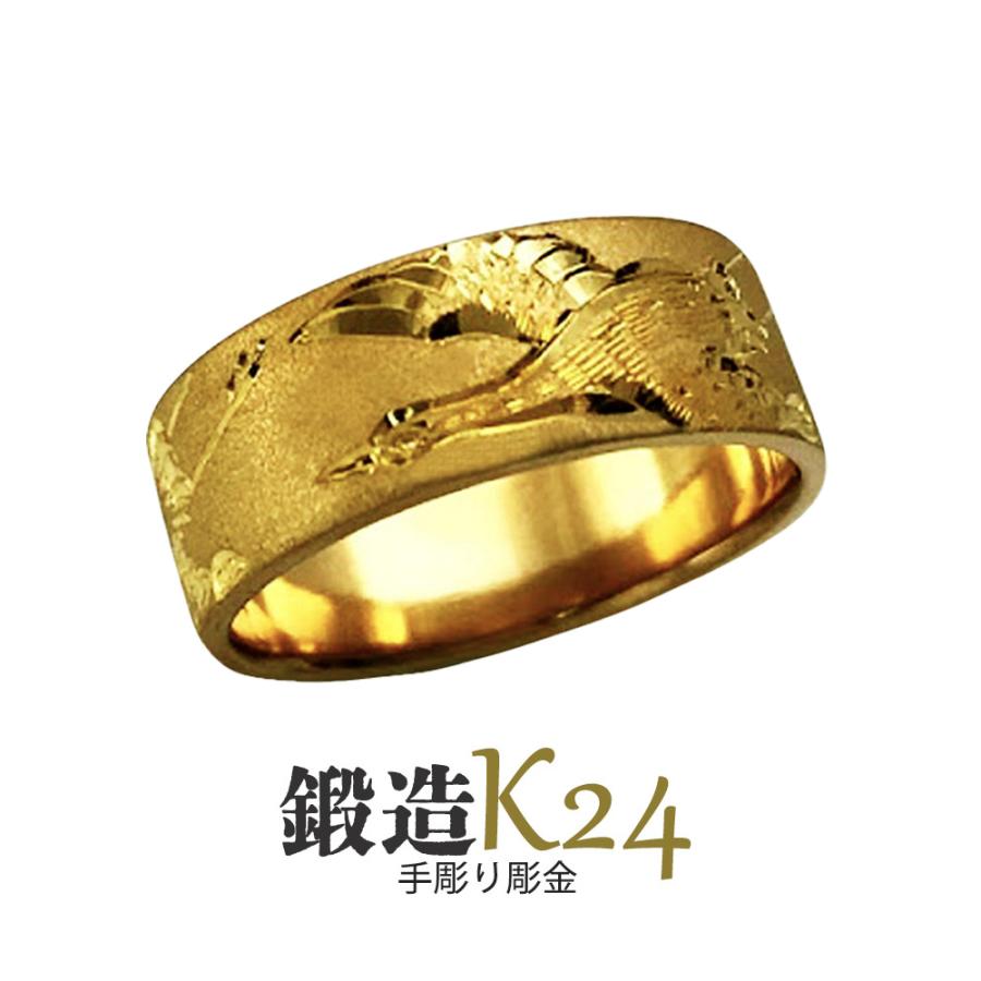 安心発送 純金リング 大きいサイズ K24 高密度 平打鶴彫巾7ｍｍ15ｇ 手彫彫金 マリッジ 高密度 K24 記念日 マリッジ ギフト 花言葉 ジュエルワールド Db199a00 Studio J Co