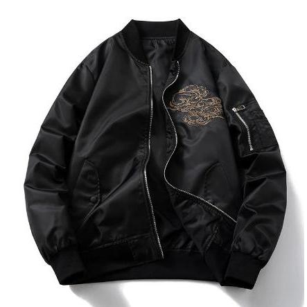 ドラゴン 龍 精密刺繍 スカジャン アウター MA-1タイプ ブルゾン 2XL