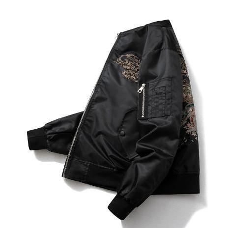 ドラゴン 龍 精密刺繍 スカジャン アウター MA-1タイプ ブルゾン 2XL