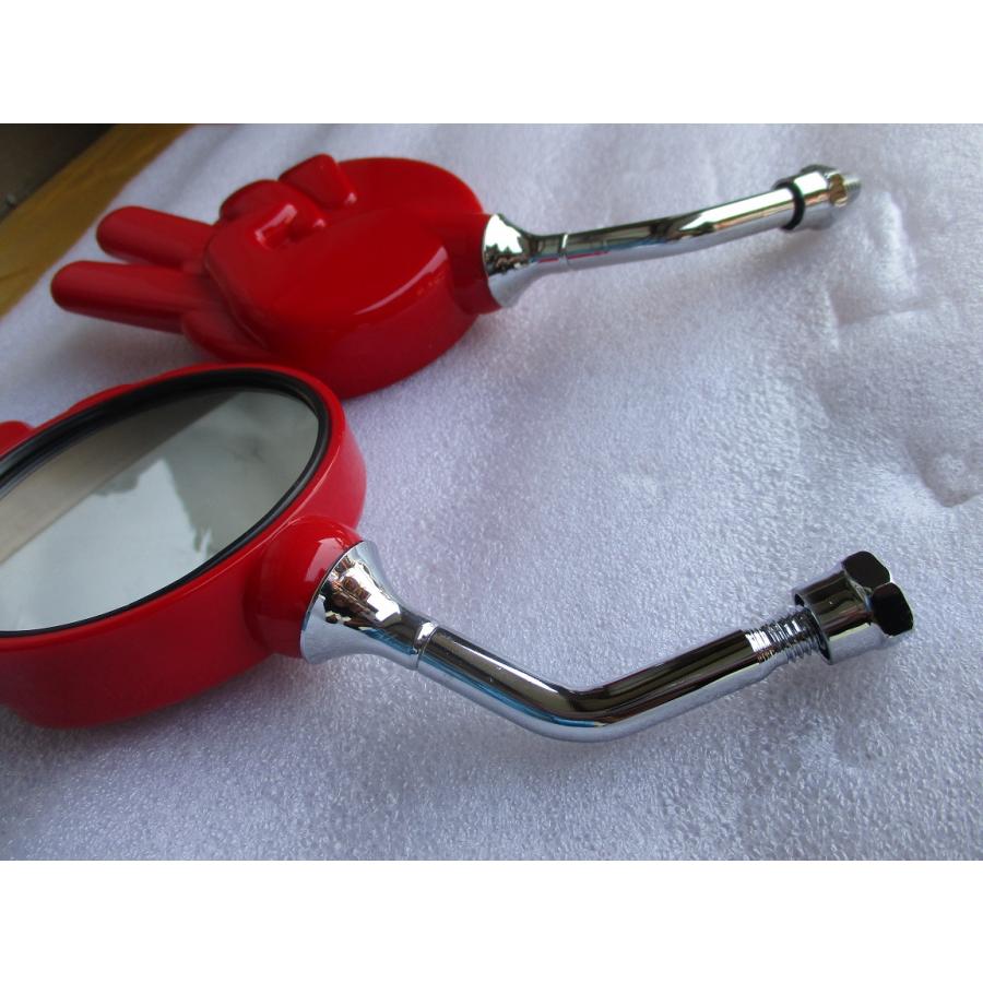 当時物　じゃんけんミラー左右セット  （ちょき） 正ネジ ネジ径8㎜ じゃんけんミラー 左右セット チョキ/ブルー 正ネジ8mm : バイク