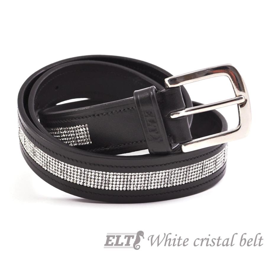 ラインストーン付き 乗馬レザーベルト Elt ホワイトストーン 本革ベルト黒 クリスタル プリンセスベルト