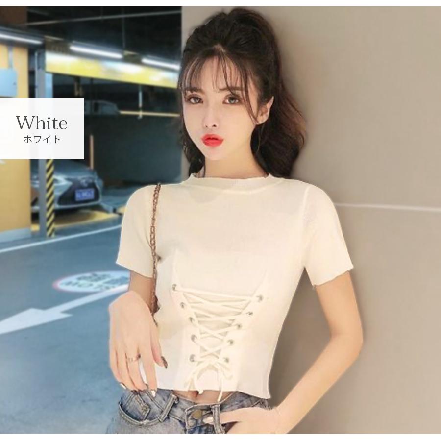 ニットトップス 半袖ニット 韓国ファッション 韓国 サマーニット