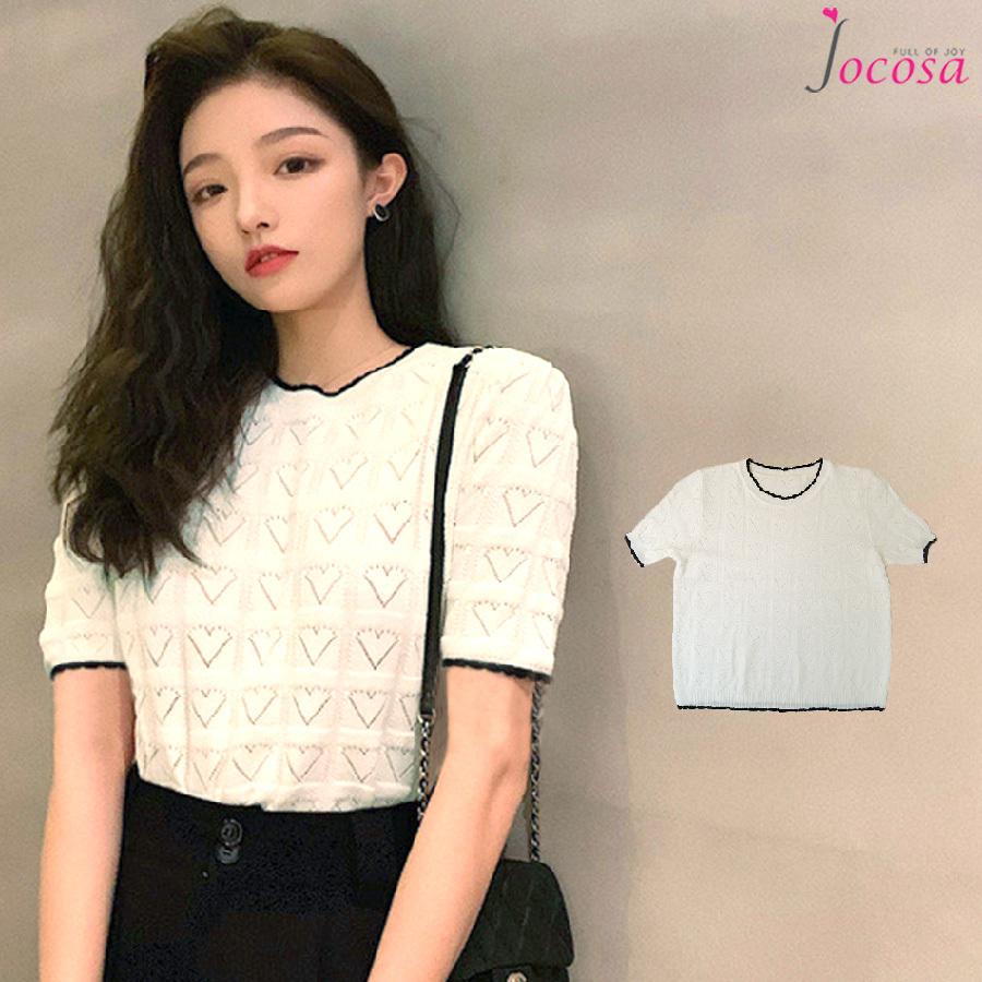 ニットトップス 半袖ニット 韓国ファッション 韓国 サマーニット