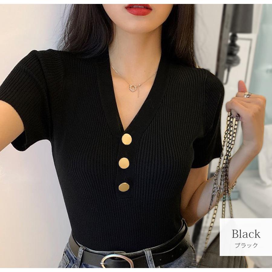 ニットトップス 半袖ニット 韓国ファッション 韓国 サマーニット