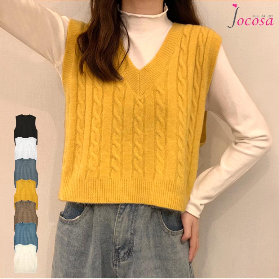 ニットベスト トップス 韓国ファッション 秋冬 韓国 秋服 大人