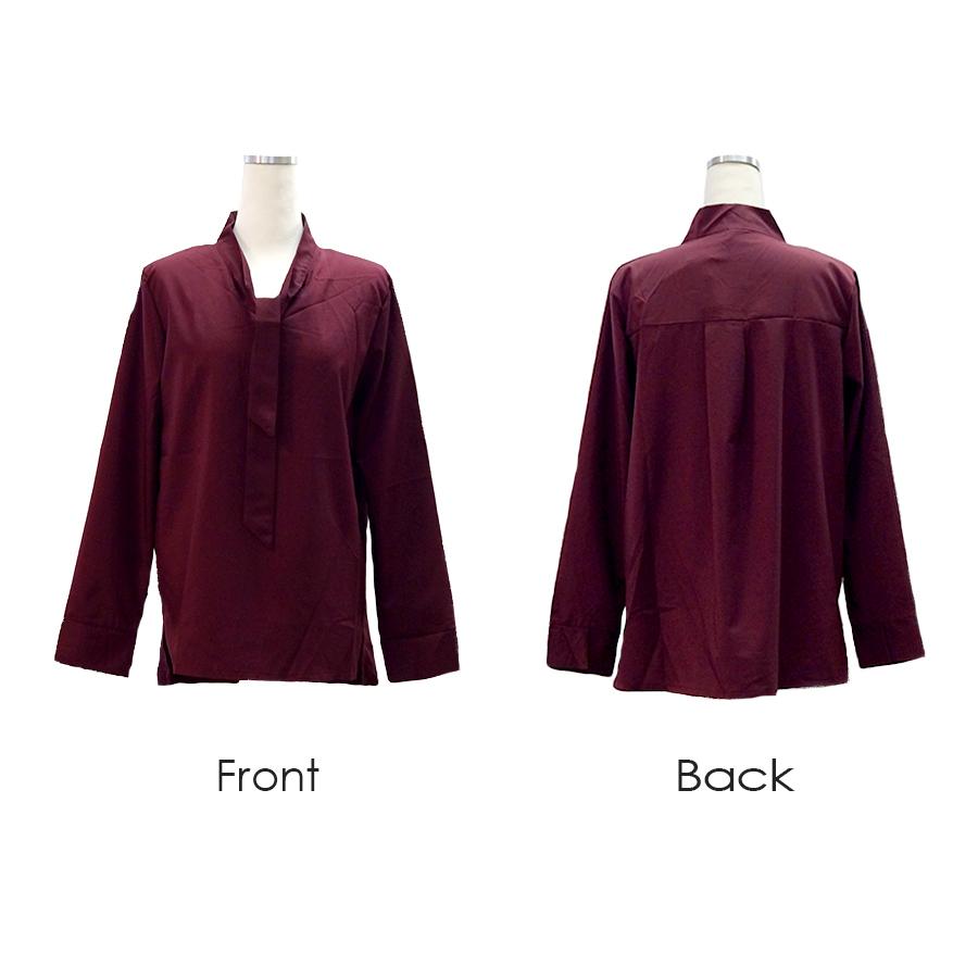 ブラウス ボウタイ トップス 八分袖 韓国ファッション 大人 キレイめ