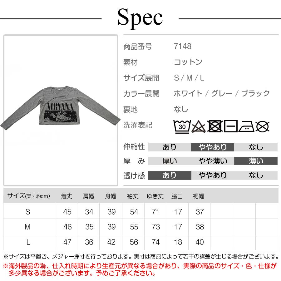 ショート丈トップス 長袖Tシャツ 穴あき へそ出し 長袖 クルーネック