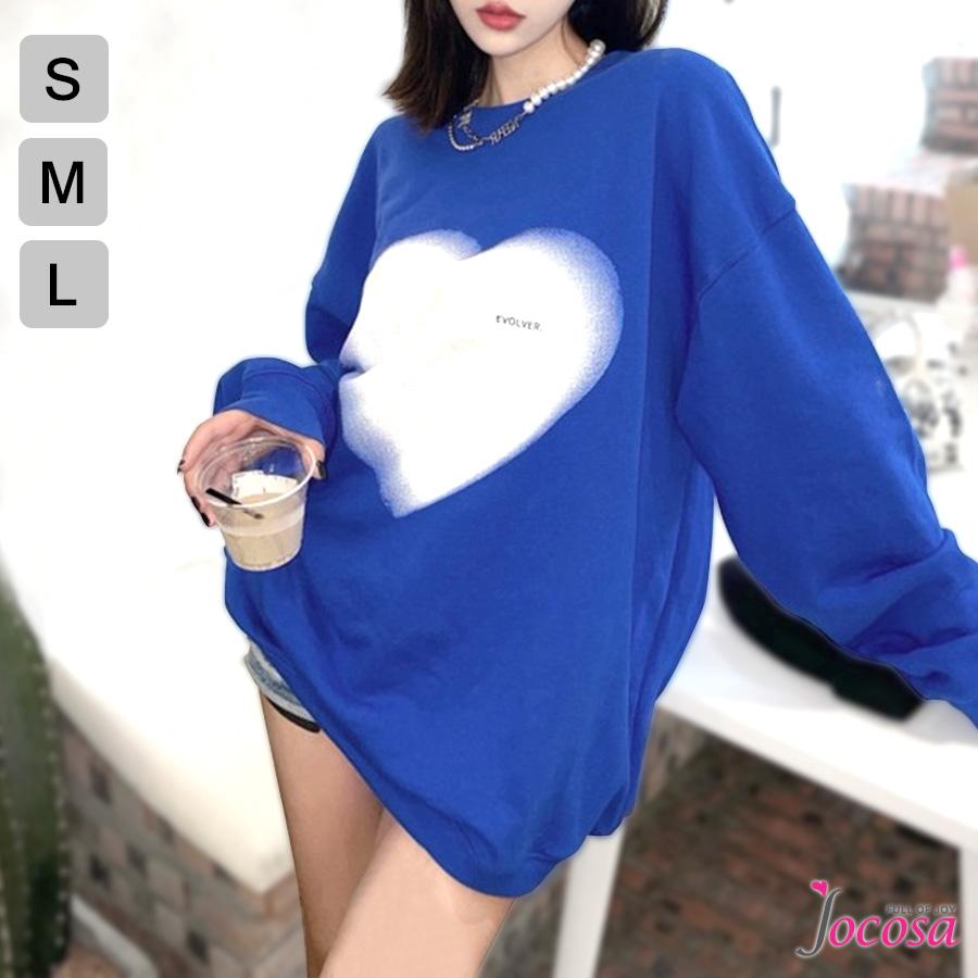 スウェット トレーナー ハート トップス 長袖 薄手 プリント ロゴ